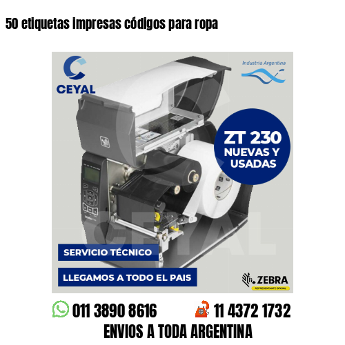 50 etiquetas impresas códigos para ropa