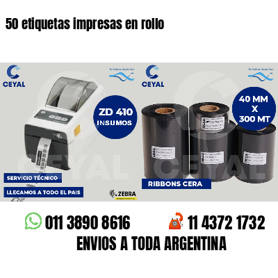 50 etiquetas impresas en rollo
