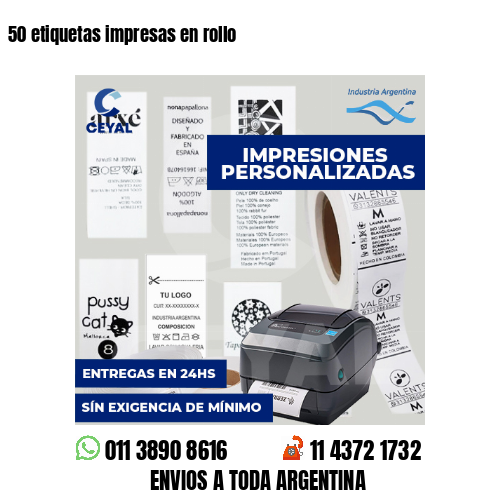50 etiquetas impresas en rollo