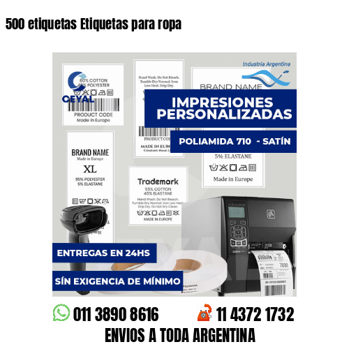500 etiquetas Etiquetas para ropa