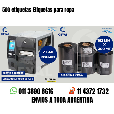 500 etiquetas Etiquetas para ropa