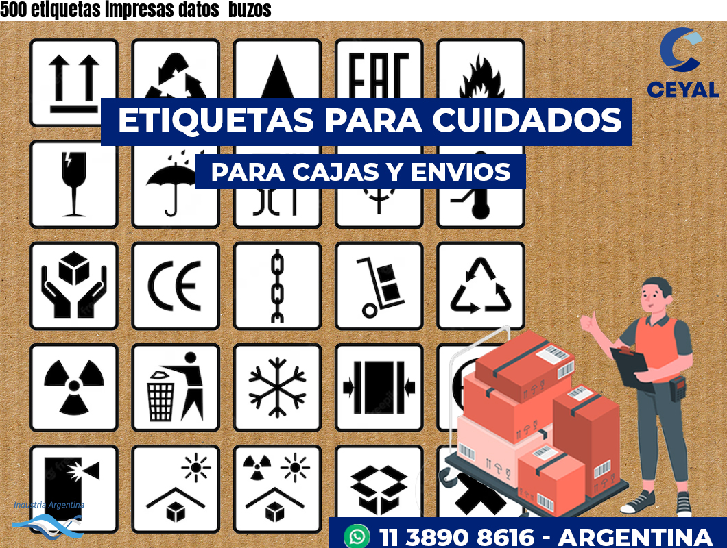 500 etiquetas impresas datos  buzos