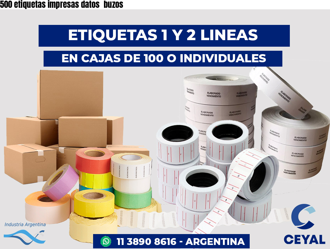 500 etiquetas impresas datos buzos