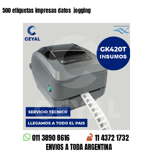 500 etiquetas impresas datos jogging