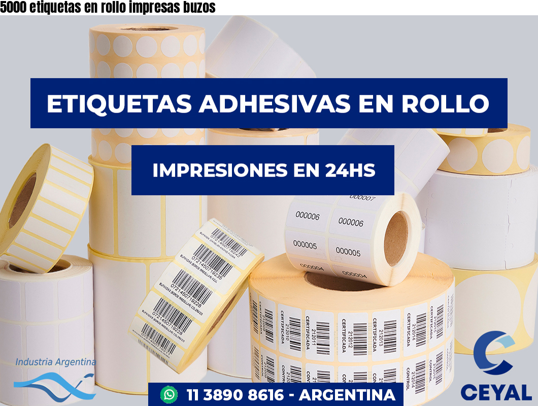 5000 etiquetas en rollo impresas buzos