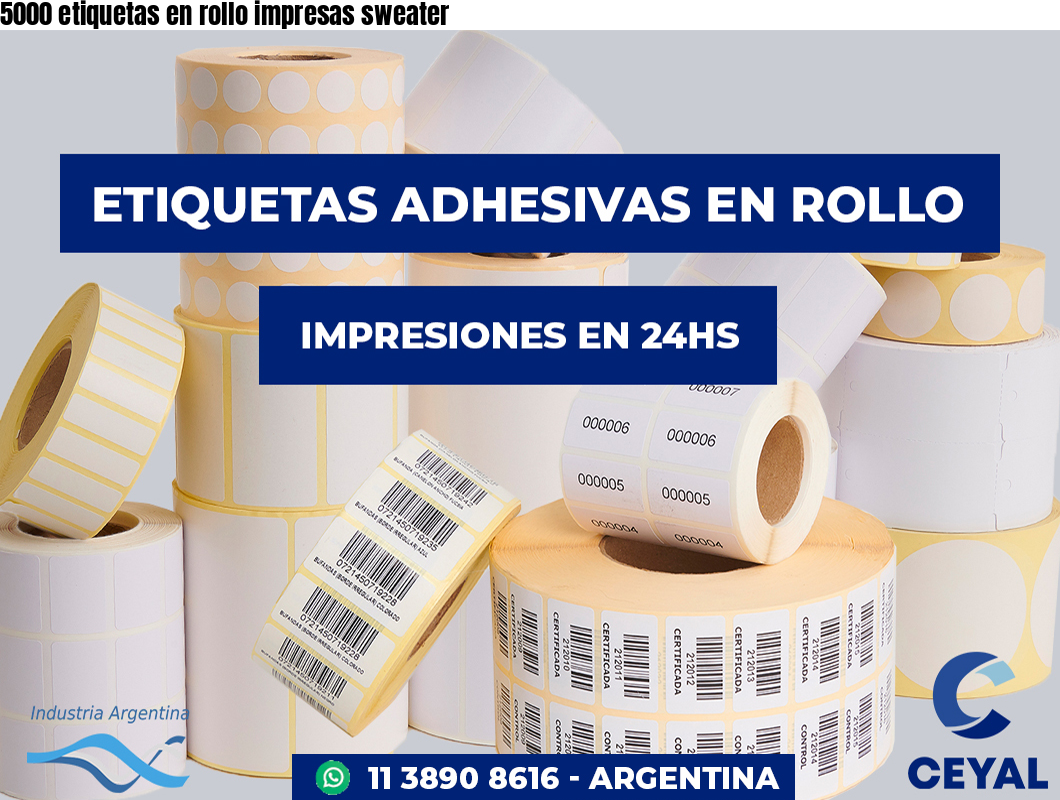 5000 etiquetas en rollo impresas sweater