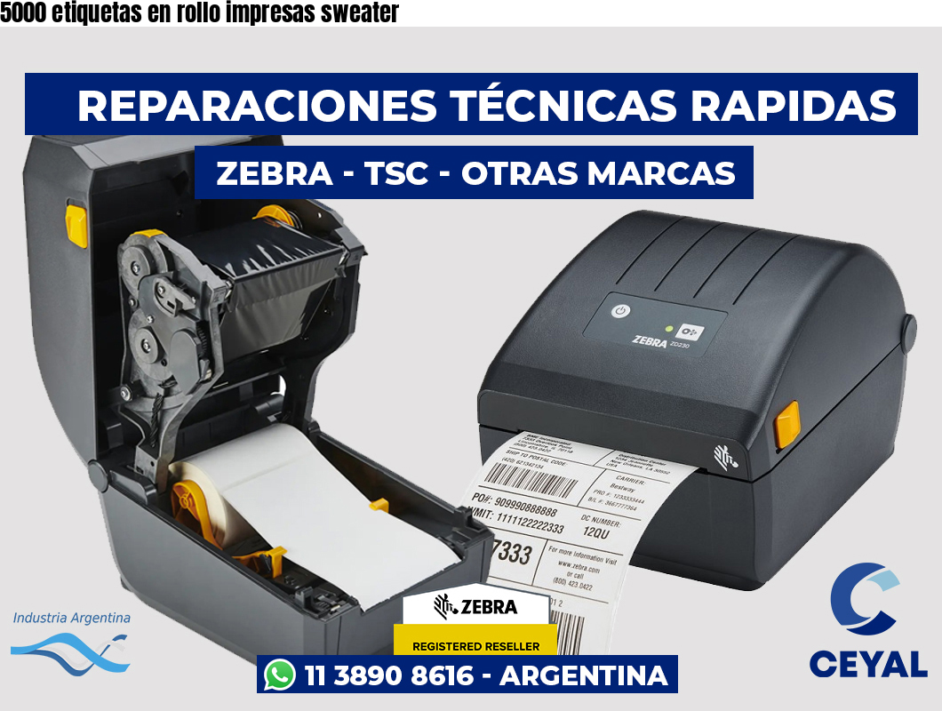 5000 etiquetas en rollo impresas sweater