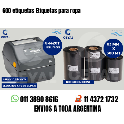 600 etiquetas Etiquetas para ropa