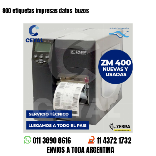 800 etiquetas impresas datos  buzos