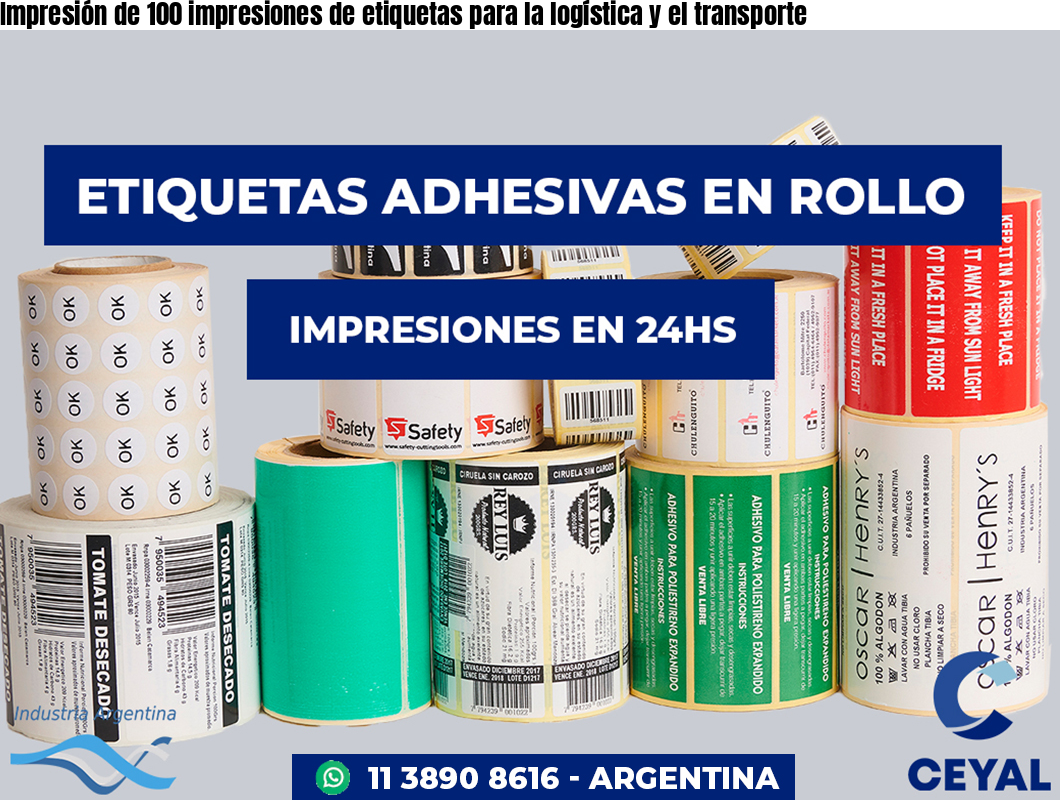 Impresión de 100 impresiones de etiquetas para la logística y el transporte
