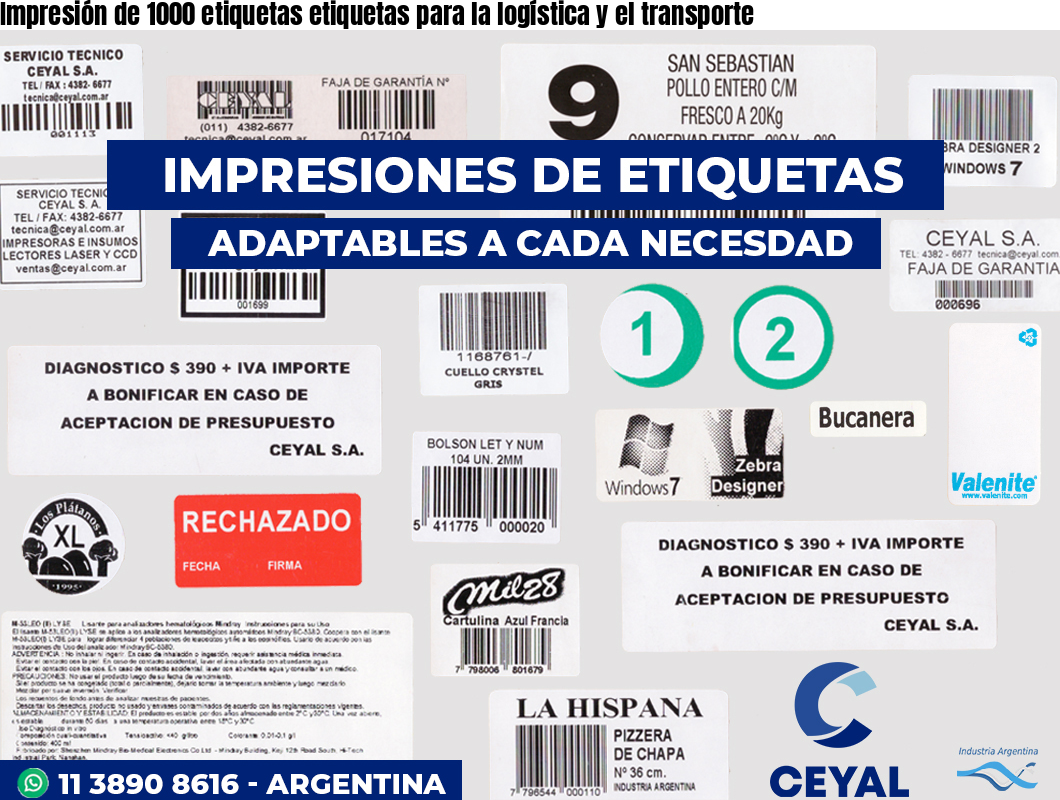 Impresión de 1000 etiquetas etiquetas para la logística y el transporte