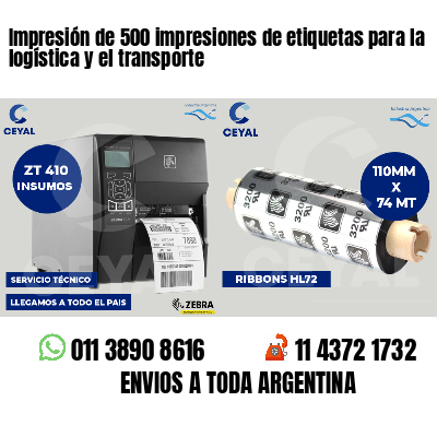 Impresión de 500 impresiones de etiquetas para la logística y el transporte