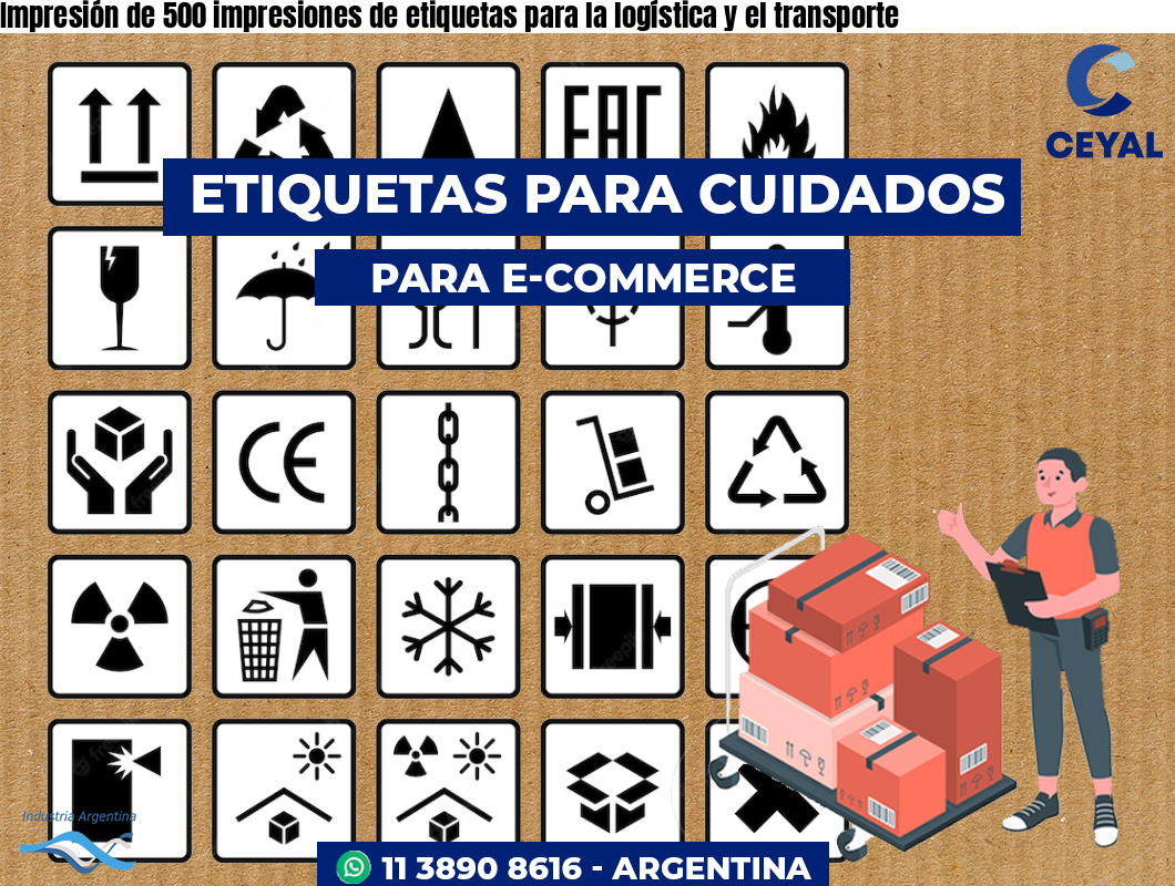 Impresión de 500 impresiones de etiquetas para la logística y el transporte