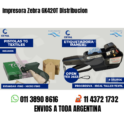Impresora Zebra GK420T Distribucion