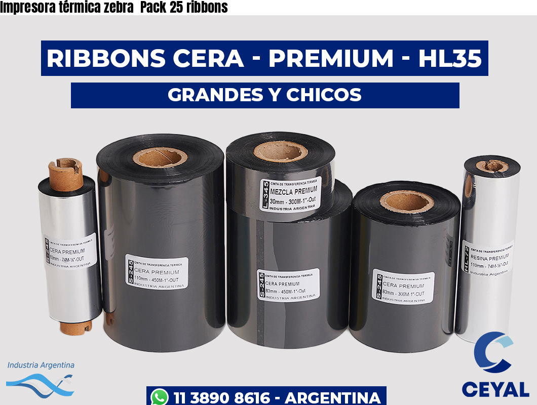 Impresora térmica zebra  Pack 25 ribbons