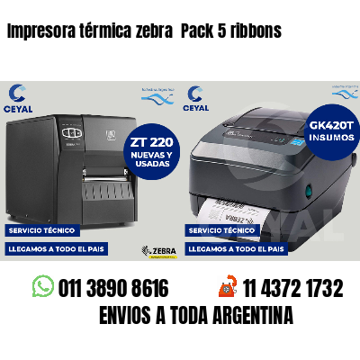 Impresora térmica zebra  Pack 5 ribbons