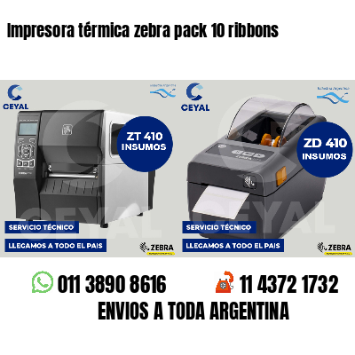 Impresora térmica zebra pack 10 ribbons