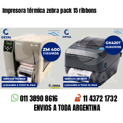 Impresora térmica zebra pack 15 ribbons