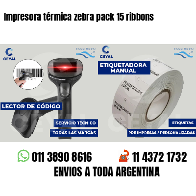 Impresora térmica zebra pack 15 ribbons