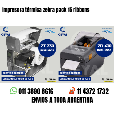 Impresora térmica zebra pack 15 ribbons