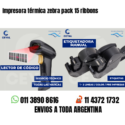 Impresora térmica zebra pack 15 ribbons