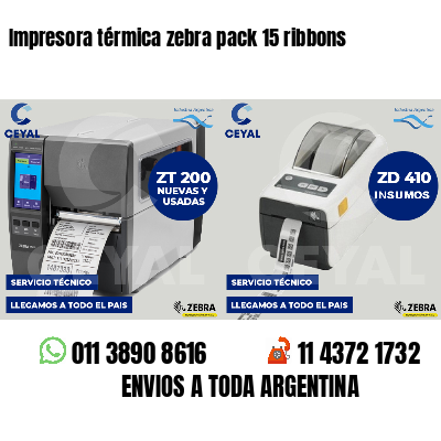Impresora térmica zebra pack 15 ribbons