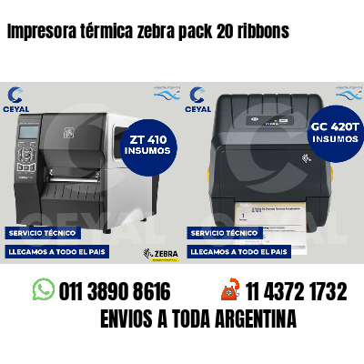 Impresora térmica zebra pack 20 ribbons