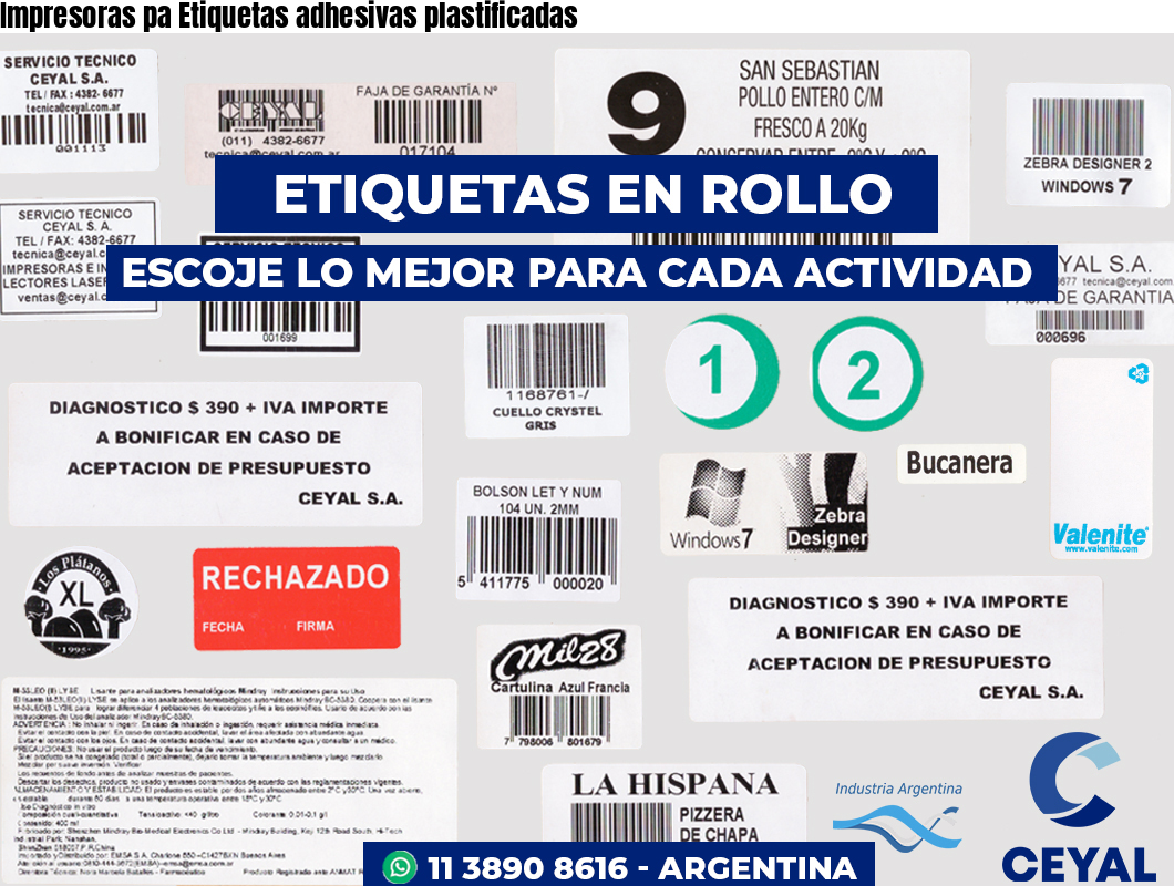 Impresoras pa Etiquetas adhesivas plastificadas