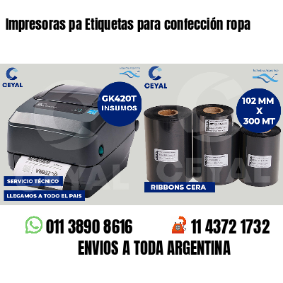 Impresoras pa Etiquetas para confección ropa