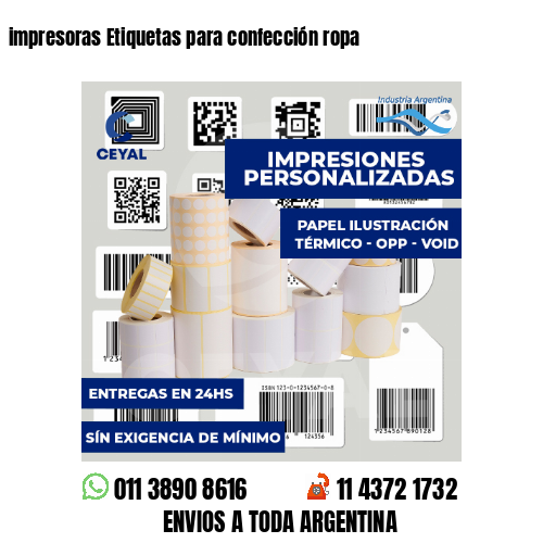 impresoras Etiquetas para confección ropa