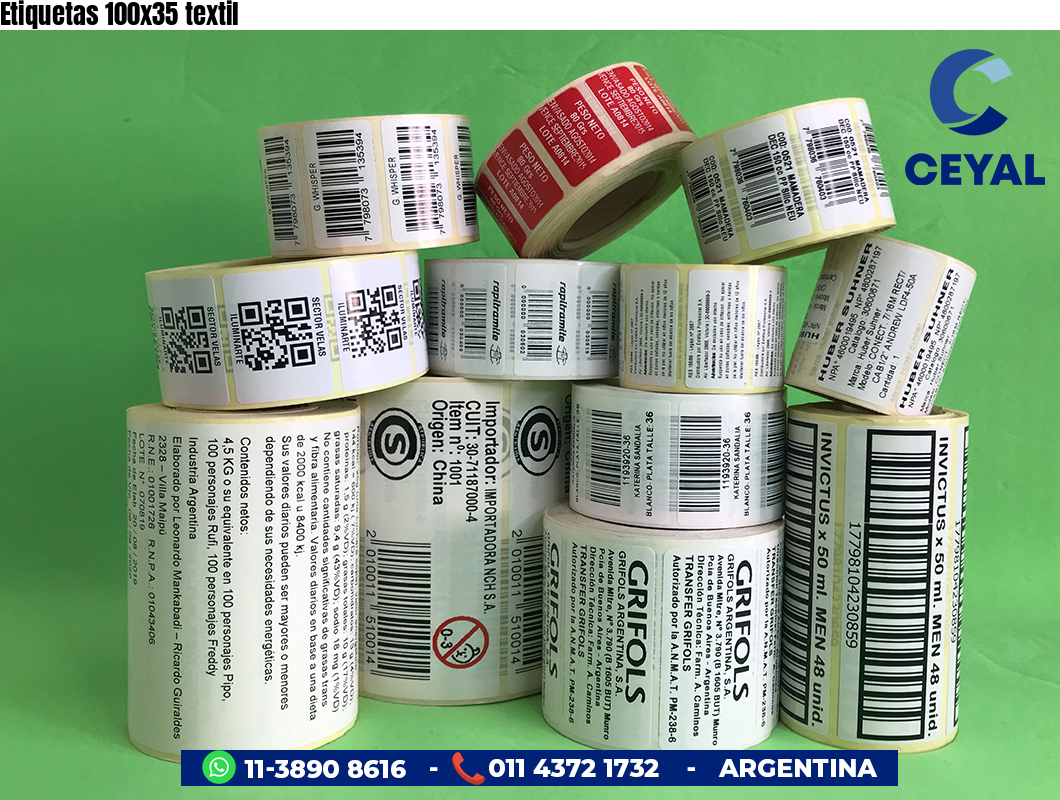 Etiquetas 100x35 textil