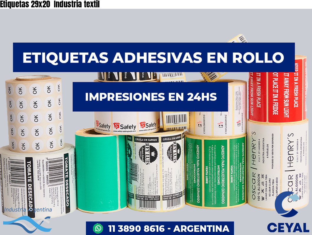Etiquetas 29x20 Industria textil