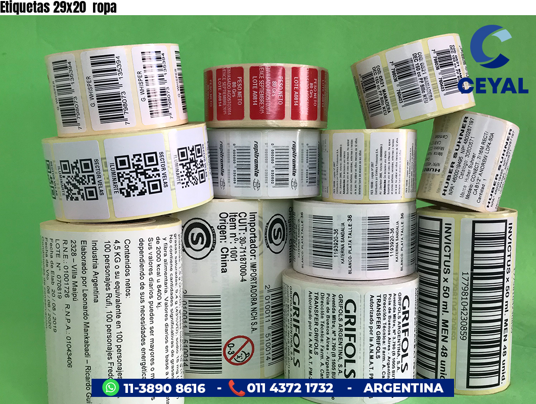 Etiquetas 29x20 ropa