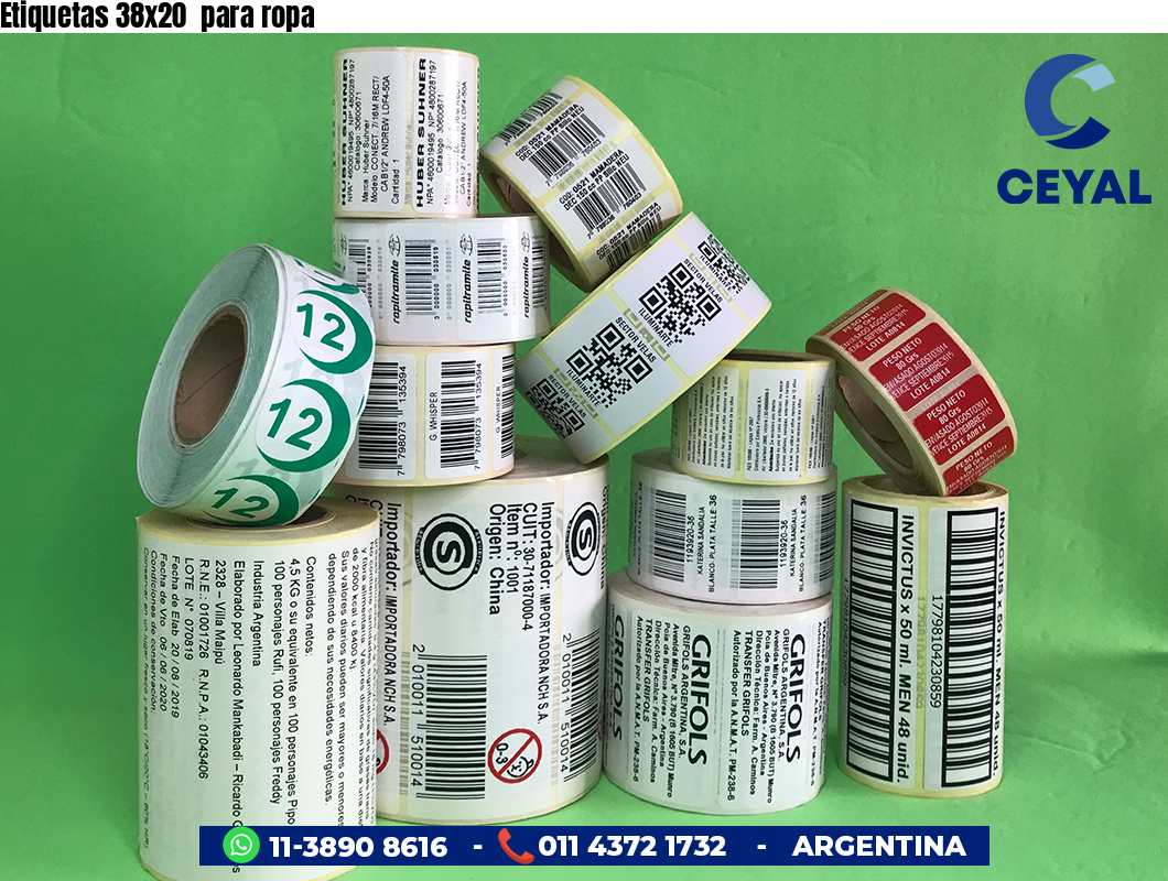 Etiquetas 38x20 para ropa