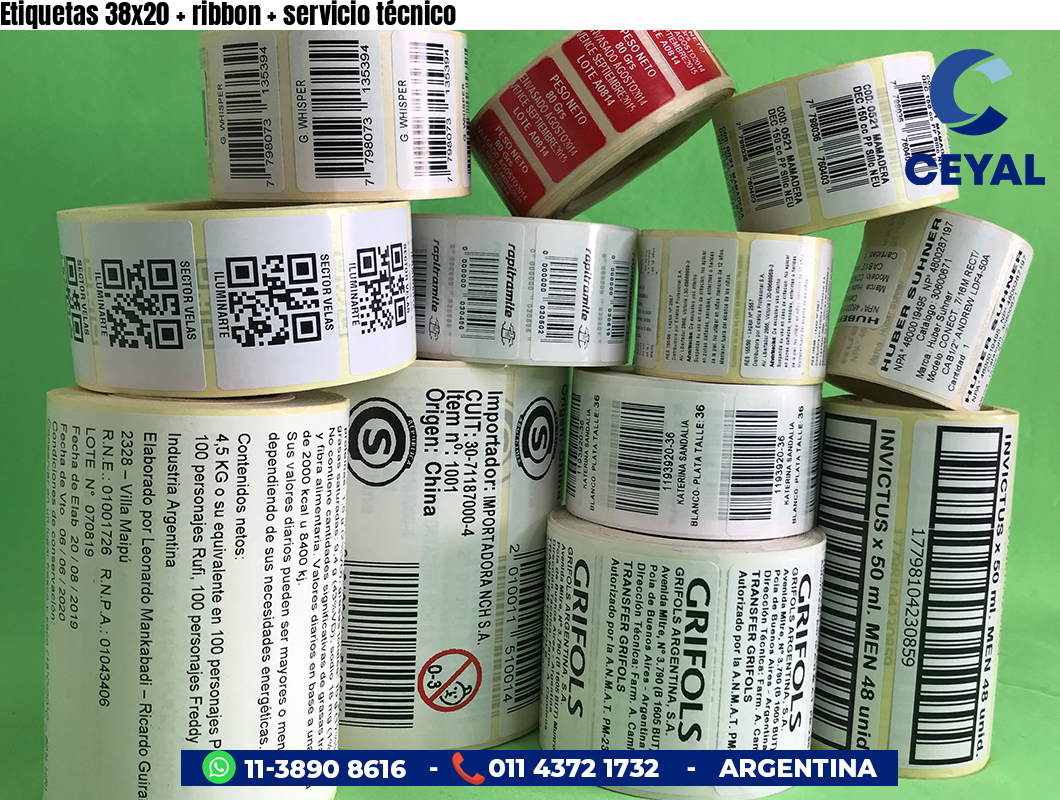 Etiquetas 38x20 ribbon servicio técnico