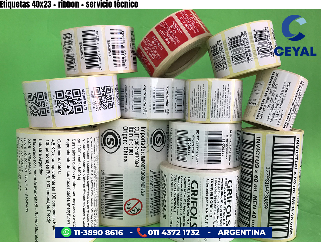Etiquetas 40x23 ribbon servicio técnico