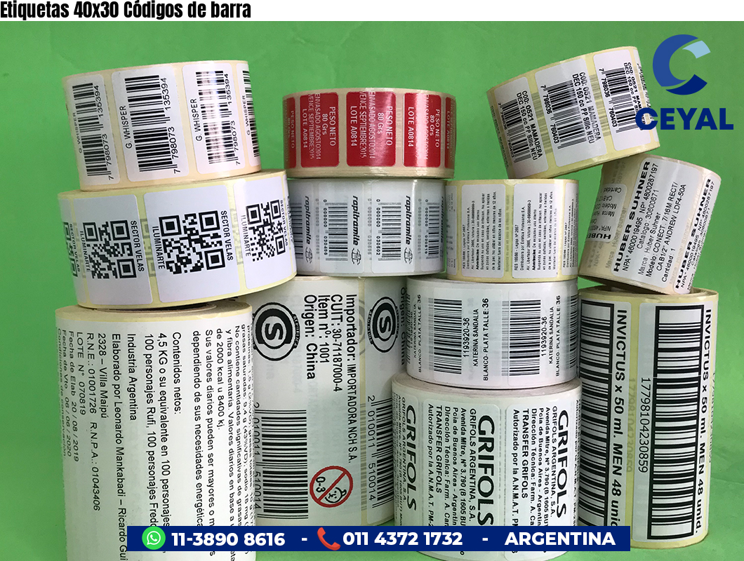 Etiquetas 40x30 Códigos de barra