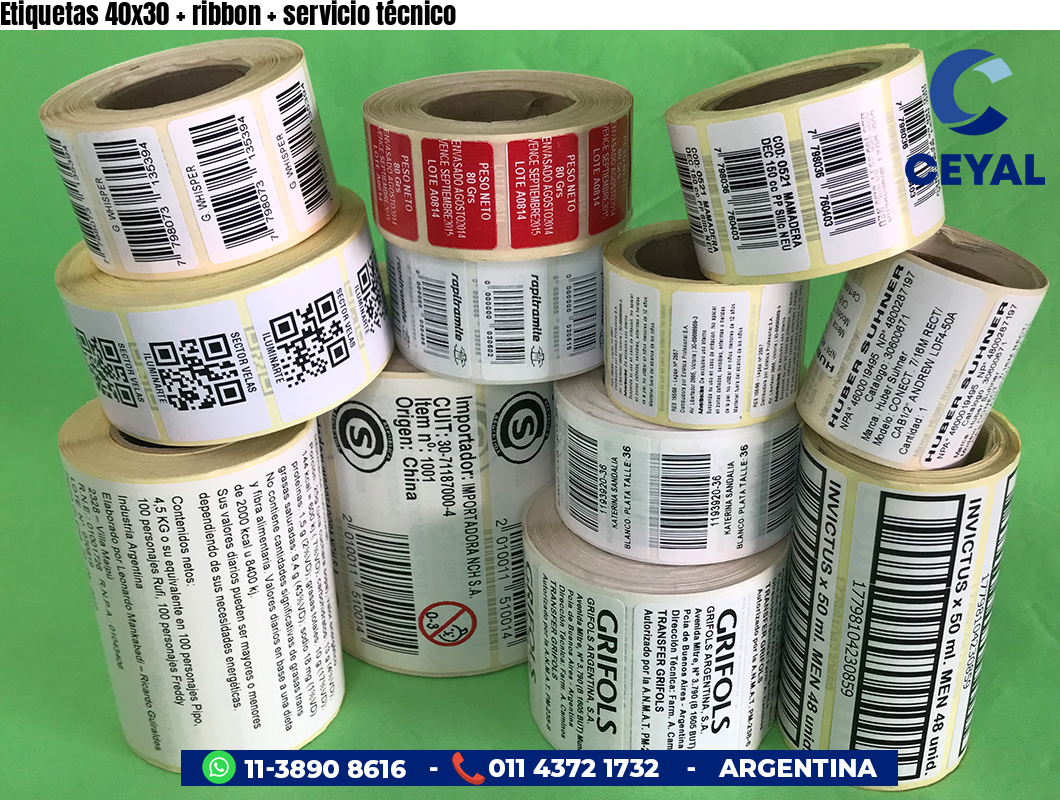 Etiquetas 40x30 ribbon servicio técnico