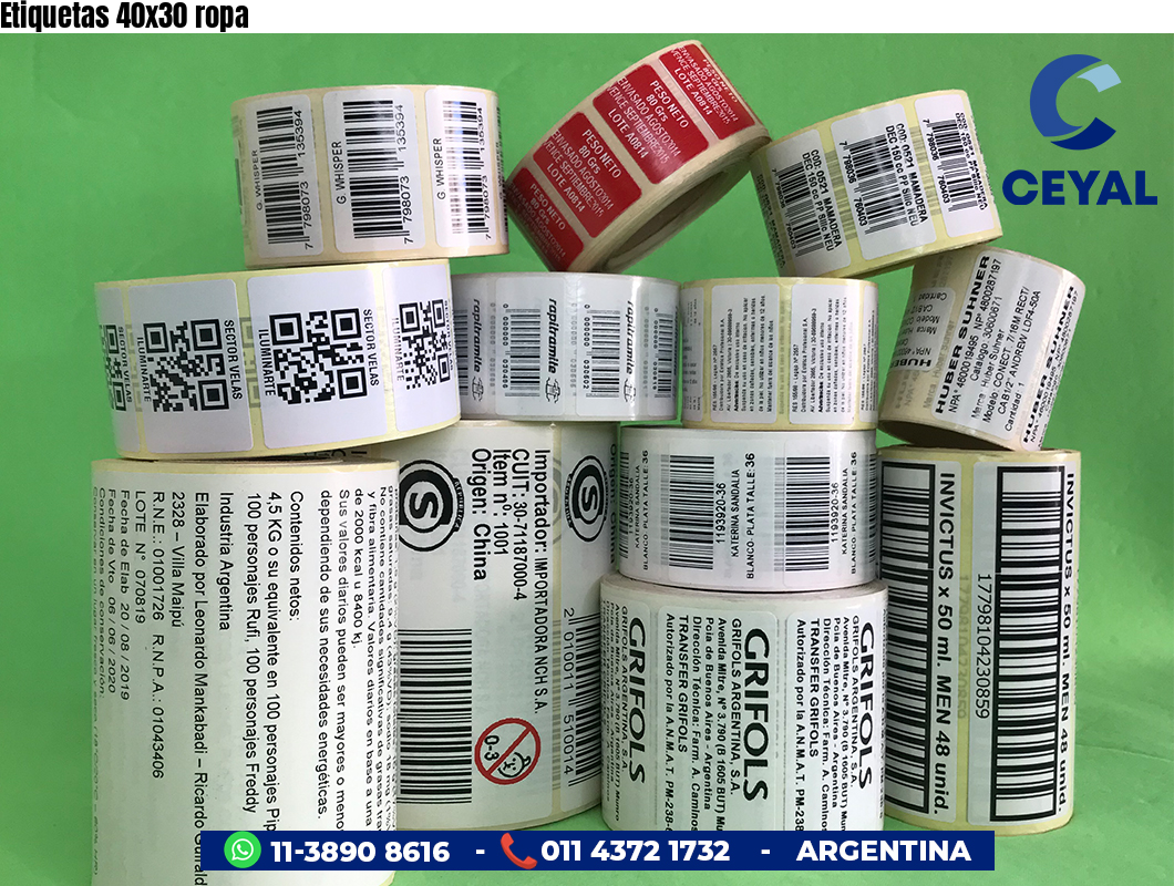 Etiquetas 40x30 ropa