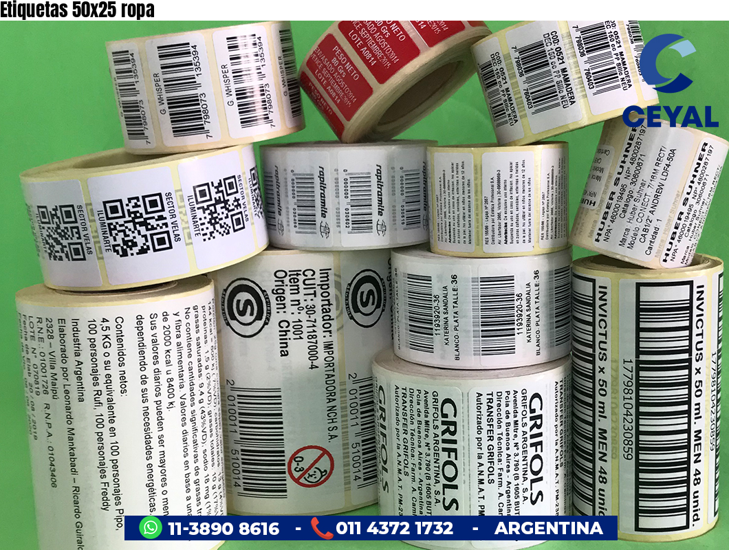 Etiquetas 50x25 ropa