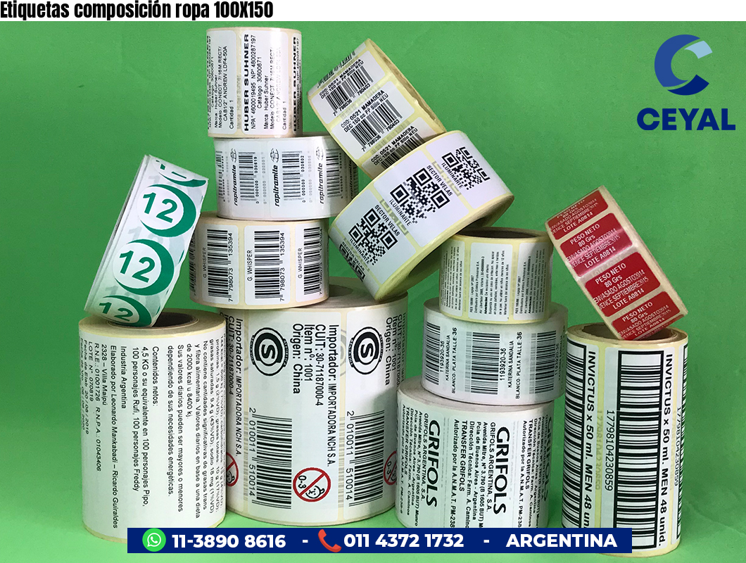 Etiquetas composición ropa 100X150