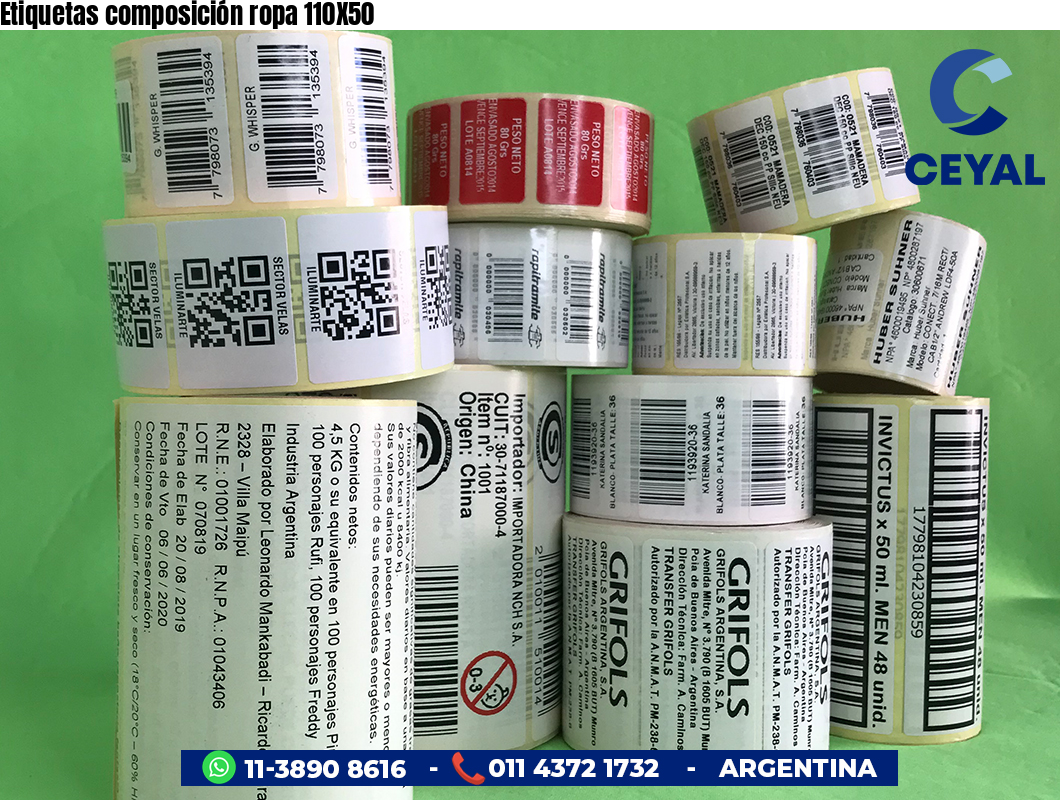 Etiquetas composición ropa 110X50