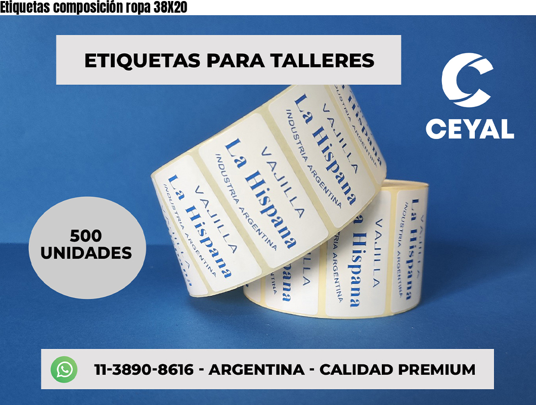 Etiquetas composición ropa 38X20