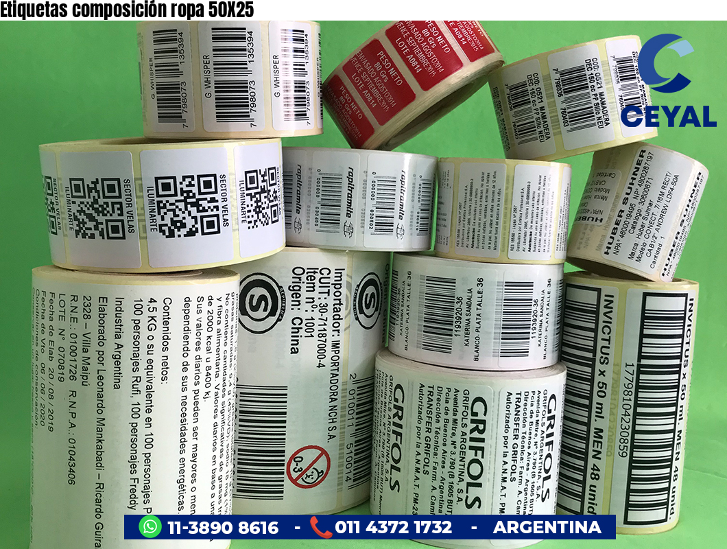 Etiquetas composición ropa 50X25
