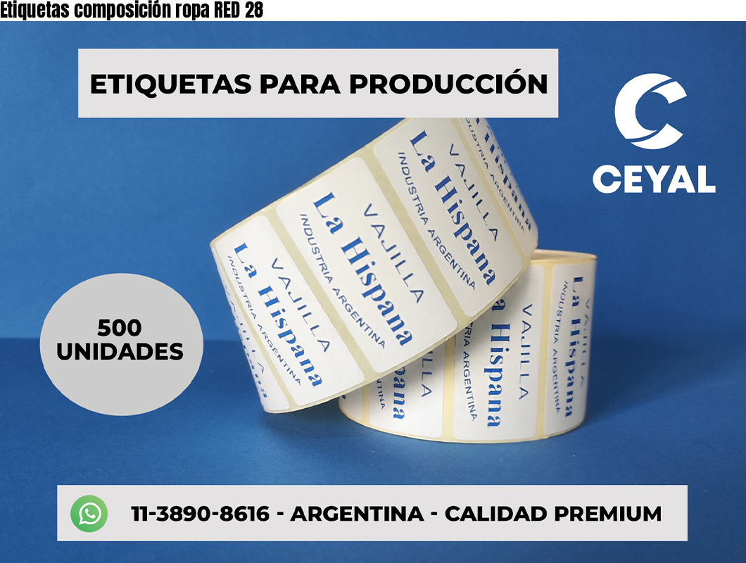 Etiquetas composición ropa RED 28