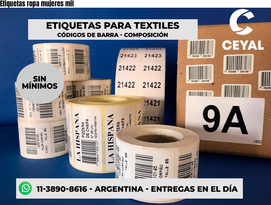 Etiquetas ropa mujeres mil