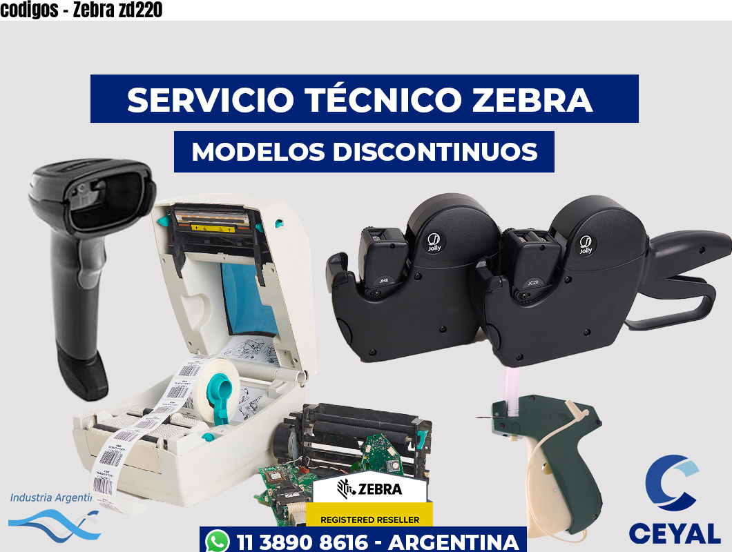 codigos - Zebra zd220
