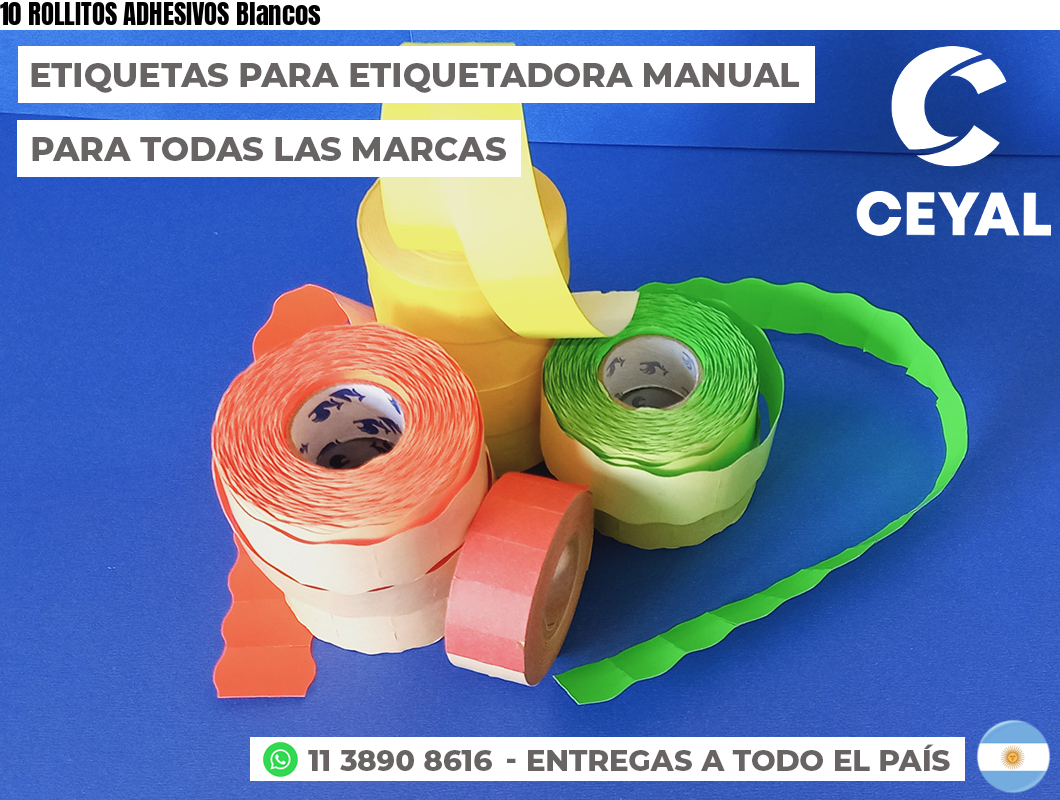 10 ROLLITOS ADHESIVOS Blancos