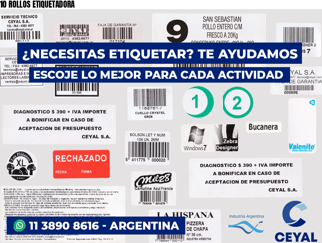 10 ROLLOS ETIQUETADORA