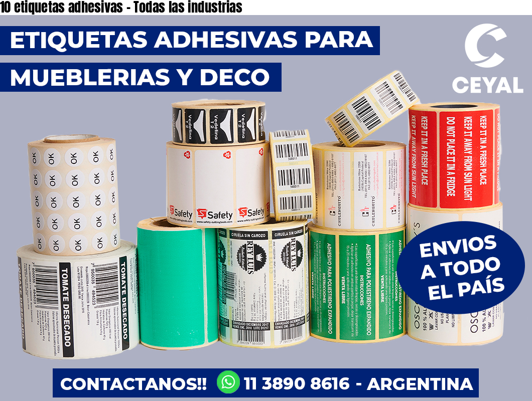 10 etiquetas adhesivas - Todas las industrias